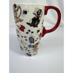 Cypress Home Dog Lover Mug 16 Oz Red Handle Ceramic Coffee Cup Puppy‎ Paw Print